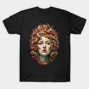 Medusa head - Woman with worms, surrealism weird T-Shirt